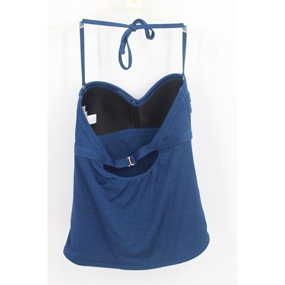 Athleta Molded Bandeau Tankini Swim Top Navy Ruched Padded Small 75158 - Picture 5 of 8